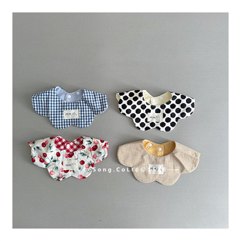 Baveta dublă, cu formă petală pentru bebeluși, țesătură Tarpaulin cu bumbac, absorbantă la apă, unisex, nou-născuți 0–1 ani