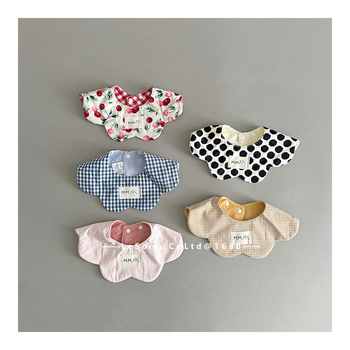 Baveta dublă, cu formă petală pentru bebeluși, țesătură Tarpaulin cu bumbac, absorbantă la apă, unisex, nou-născuți 0–1 ani