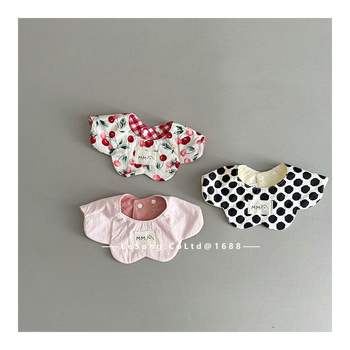 Baveta dublă, cu formă petală pentru bebeluși, țesătură Tarpaulin cu bumbac, absorbantă la apă, unisex, nou-născuți 0–1 ani