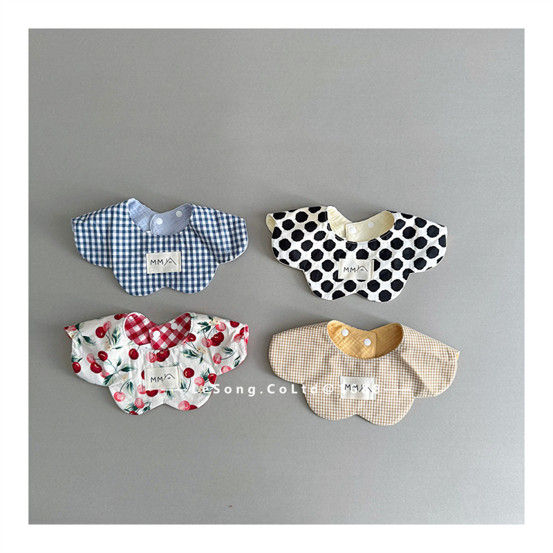 Baveta dublă, cu formă petală pentru bebeluși, țesătură Tarpaulin cu bumbac, absorbantă la apă, unisex, nou-născuți 0–1 ani