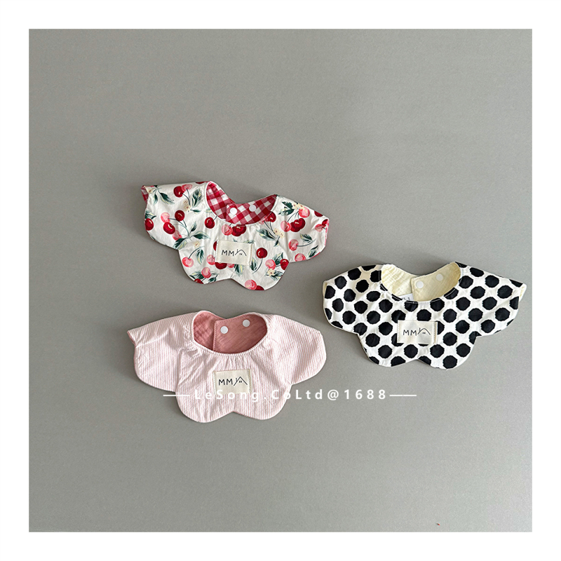 Baveta dublă, cu formă petală pentru bebeluși, țesătură Tarpaulin cu bumbac, absorbantă la apă, unisex, nou-născuți 0–1 ani