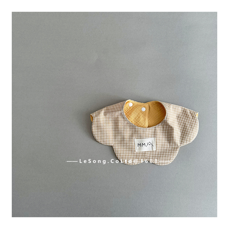 Baveta dublă, cu formă petală pentru bebeluși, țesătură Tarpaulin cu bumbac, absorbantă la apă, unisex, nou-născuți 0–1 ani