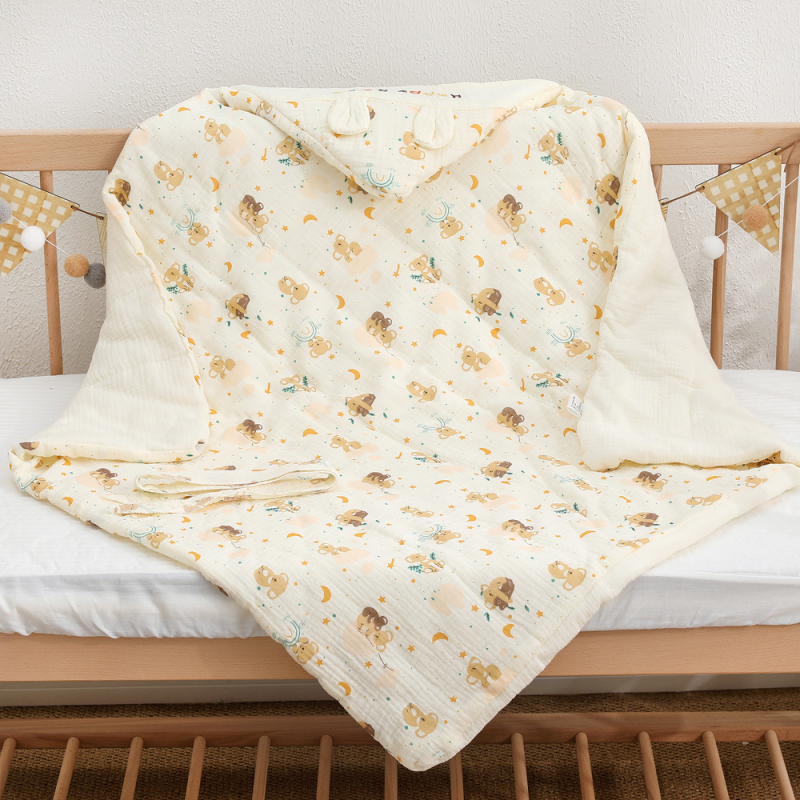 Pătură pentru bebeluși aruncare – Țesătură tifon, All-season, Model animale/desene animate, Clasa A, pentru sugari și copii mici