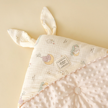 Îmbrățișare pentru bebeluși - pătură din bumbac pur, umplutură puf de mătase, model desen animat, siguranță Categoria A, pentru nou-născuți 0–12 luni
