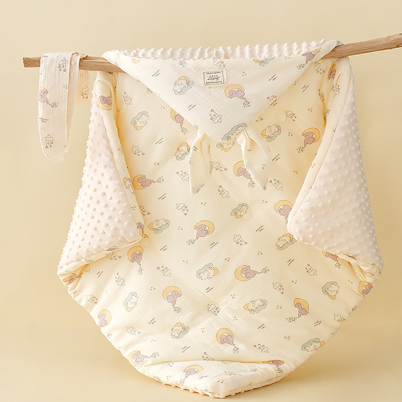 Îmbrățișare pentru bebeluși - pătură din bumbac pur, umplutură puf de mătase, model desen animat, siguranță Categoria A, pentru nou-născuți 0–12 luni