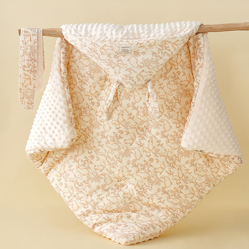 Îmbrățișare pentru bebeluși - pătură din bumbac pur, umplutură puf de mătase, model desen animat, siguranță Categoria A, pentru nou-născuți 0–12 luni