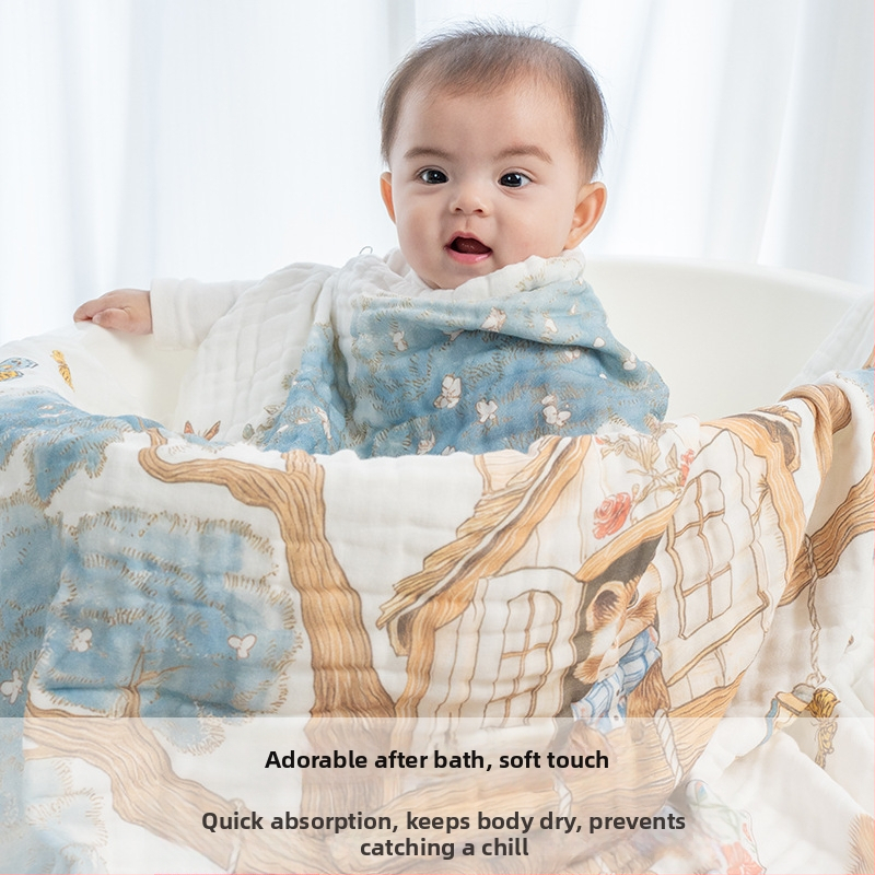 BeBe kupan ručnik od 100% pamuka, 6 slojeva gaze, 300–400 g, za novorođenčad