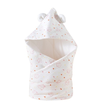 Kisbabák kapucnival takarója, 100% pamut, antibakteriális 7A, állat- és rajzfilmsz mintázat, újszülötteknek