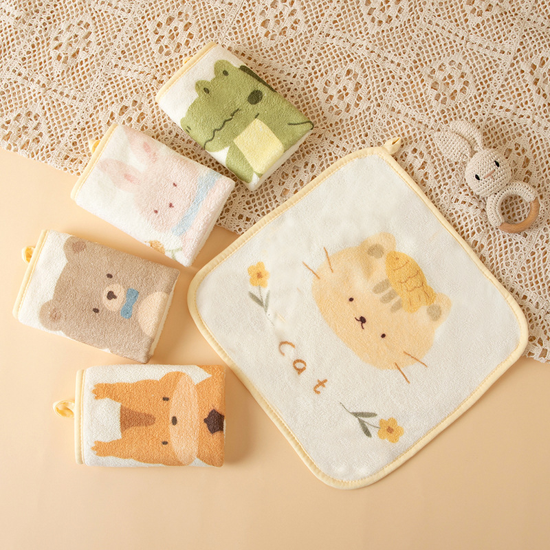 Prosop pentru copii antibacterian din fleece coral, 150D, țesătură simplă