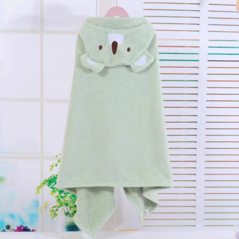 Halat de baie pentru copii din polar coral, cu glugă, prosop absorbant, imprimeu cu animale, 3–8 ani, siguranță Clasa A