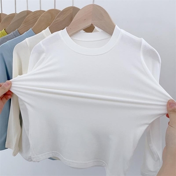 Tricou pentru copii din modal, mâneci lungi, stil coreean, 100% modal, pentru nou-născuți 0-12 luni