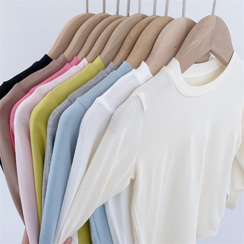 Tricou pentru copii din modal, mâneci lungi, stil coreean, 100% modal, pentru nou-născuți 0-12 luni