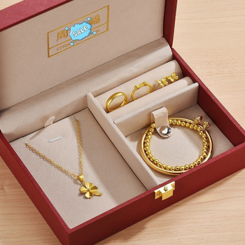 Vjenčani set nakita - ručno izrađeni petodijelni set s lažno trozlatnim završetkom; materijal: drugi, brendirano: drugi, prirodni stil