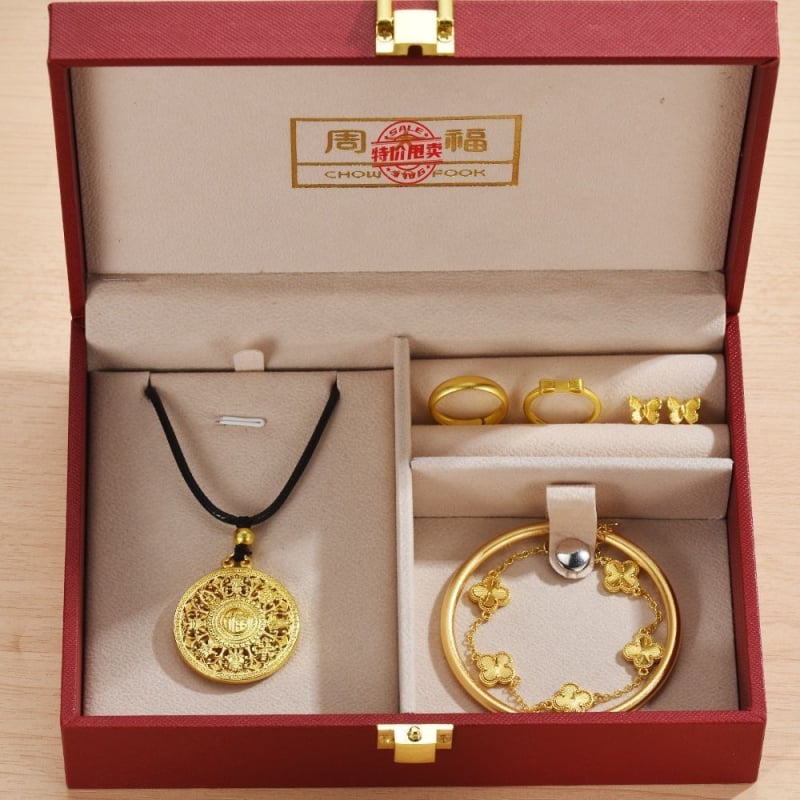 Vjenčani set nakita - ručno izrađeni petodijelni set s lažno trozlatnim završetkom; materijal: drugi, brendirano: drugi, prirodni stil