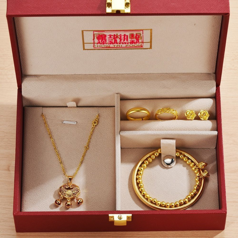 Vjenčani set nakita - ručno izrađeni petodijelni set s lažno trozlatnim završetkom; materijal: drugi, brendirano: drugi, prirodni stil