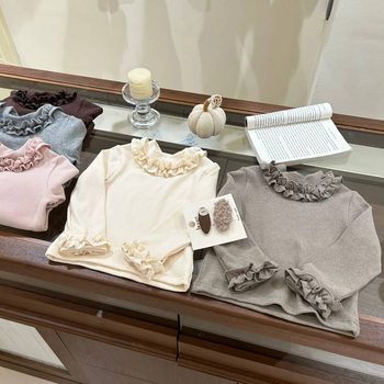 Tricou pentru copii cu mânece lungi din bumbac plușat, stil coreean, guler rotund, păstrează căldura, pentru copii 3–8 ani