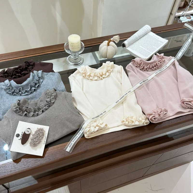 Tricou pentru copii cu mânece lungi din bumbac plușat, stil coreean, guler rotund, păstrează căldura, pentru copii 3–8 ani