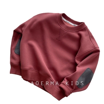 Bērnu vienkrāsains puloveris ar garām piedurknēm, kokvilna 60% un poliestera oderējums