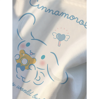 Meitenēm kapucīnas džemperis ar flīsa odere, Yugui Dog karikatūras raksts, kokvilnas audums, garās piedurknes, bērniem, pavasaris 2024