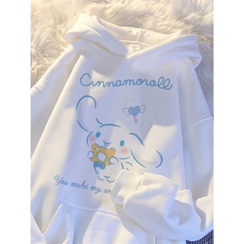 Meitenēm kapucīnas džemperis ar flīsa odere, Yugui Dog karikatūras raksts, kokvilnas audums, garās piedurknes, bērniem, pavasaris 2024