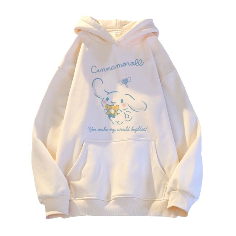 Meitenēm kapucīnas džemperis ar flīsa odere, Yugui Dog karikatūras raksts, kokvilnas audums, garās piedurknes, bērniem, pavasaris 2024