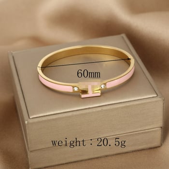 Brățară email cu litera H pentru femei, din oțel inoxidabil, închidere cu cataramă, electroplacare, 19 g, brand Nothing, stil urban modern (Material: oțel inoxidabil; Procesare: electroplacare; Greutate: 19 g; Brand: Nothing)