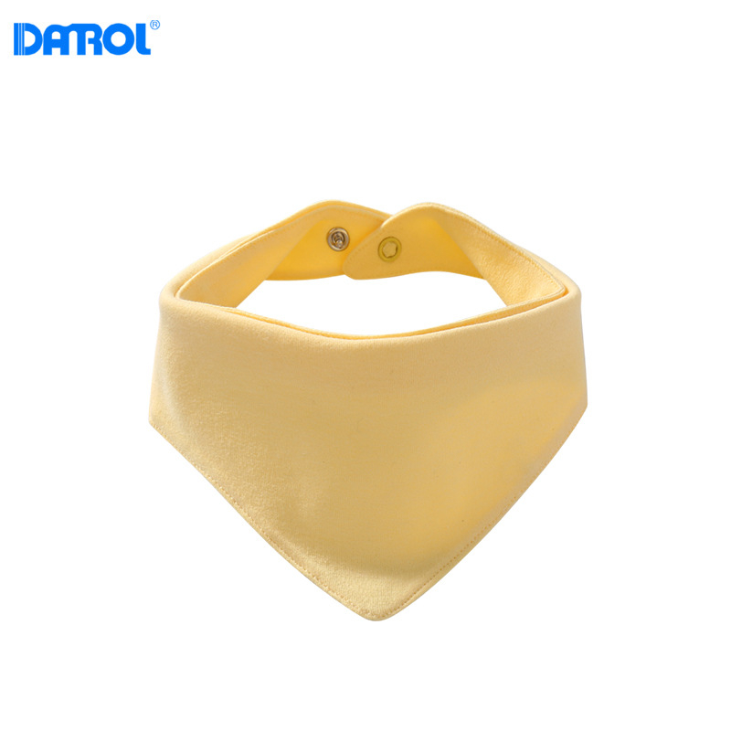 Bavetă triunghiulară din bumbac pentru bebeluși, închidere cu nasturi, culoare uniformă, pentru nou-născuți (0–12 luni), DANROL