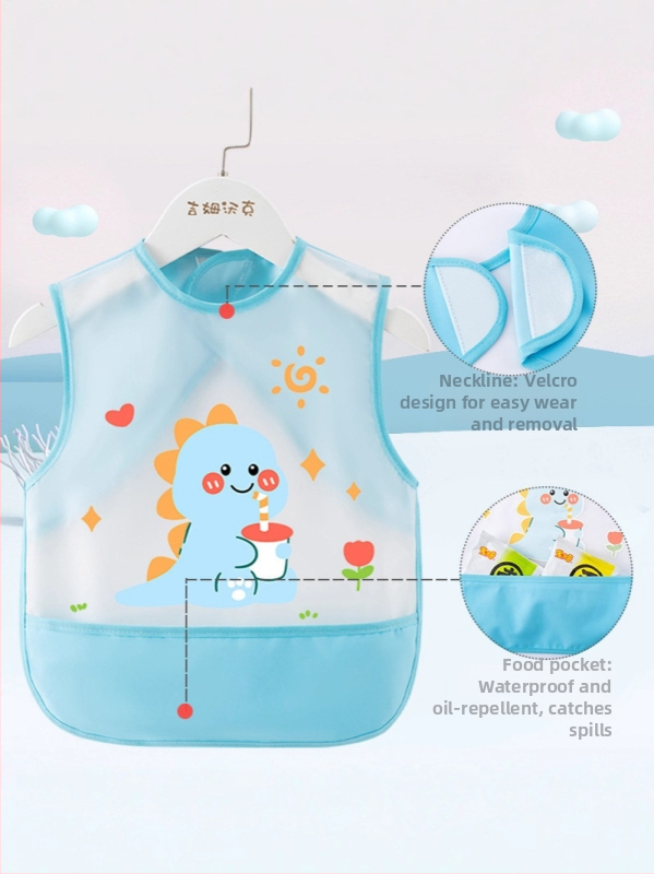 Dječja vodootporna zástara za jelo, bez rukava, TPU, karikaturni uzorak, unisex, za djecu 3–8 godina
