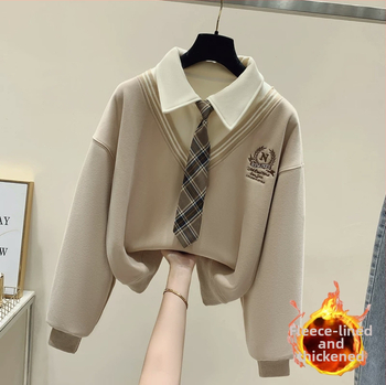 Meitenēm kokvilnas garām piedurknēm džemperis ar burtiem, korejas stilā, 57% kokvilna, Ziemas 2024