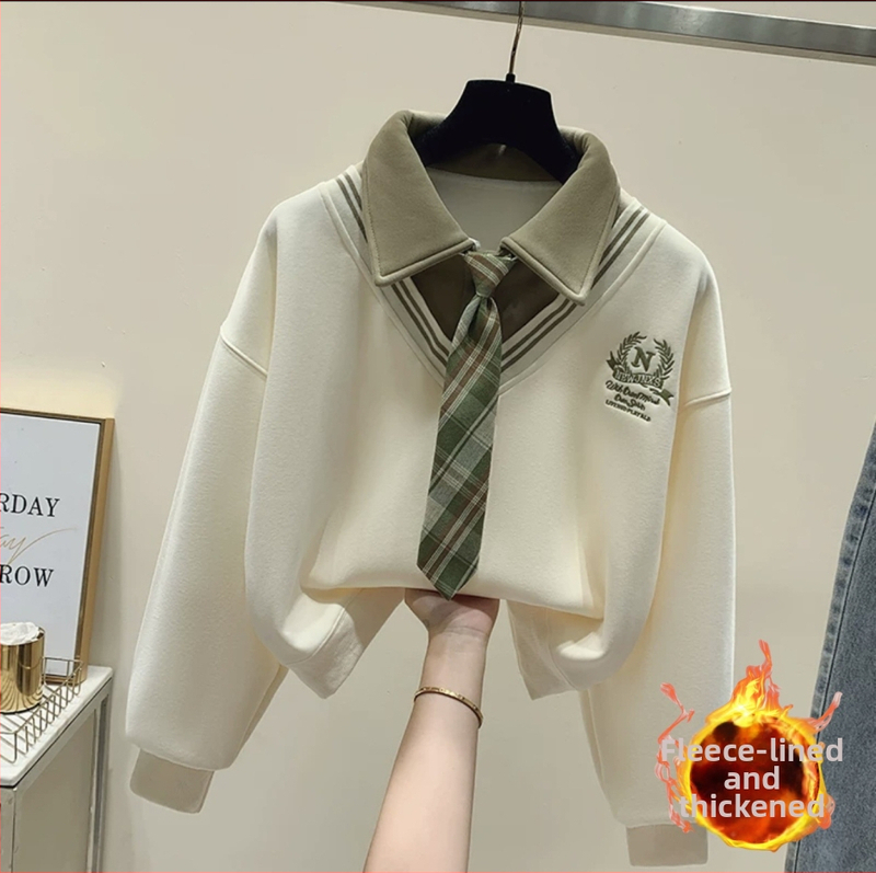 Meitenēm kokvilnas garām piedurknēm džemperis ar burtiem, korejas stilā, 57% kokvilna, Ziemas 2024