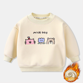 Bērnu flīsa džemperis ar poliestera pildījumu, 63,7% kokvilna, bieza auduma, garas piedurknes, puloveris, bez kapuces, unisex, motīvi: karikatūras/avatar/ziedi, korejiešu stils, 3–8 gadi.