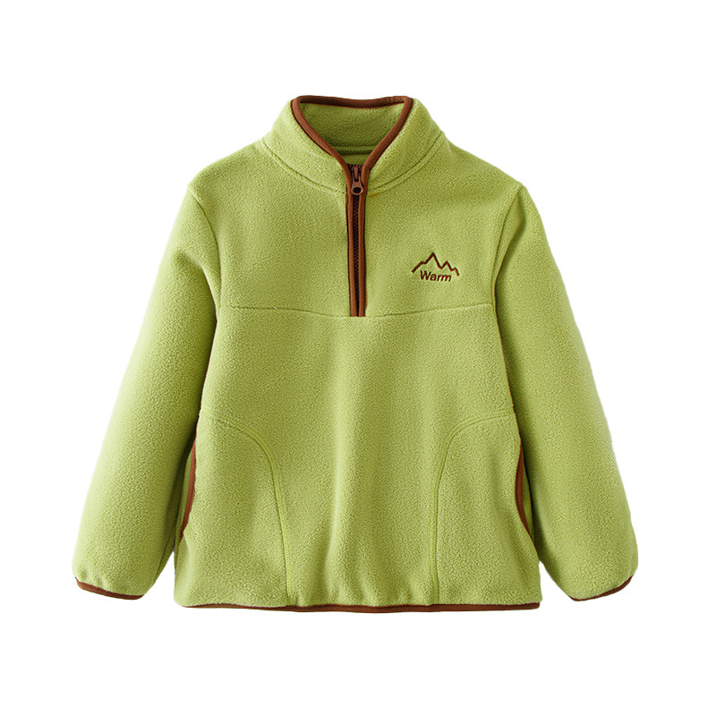 Bērnu fleece džemperis, universāls, garas piedurknes, bez kapuces, fleece audums ar poliesteres oderi, piemērots rudens-ziemas pavasarim