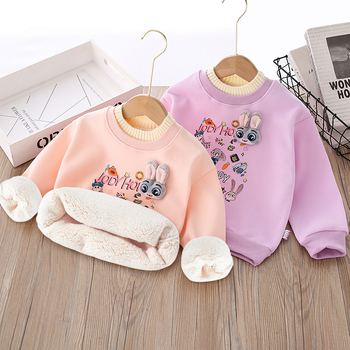 Детска памучна суитшърт за момичета, casual стил, 60% памук, за възраст 3–8 г., Зимен сезон 2024