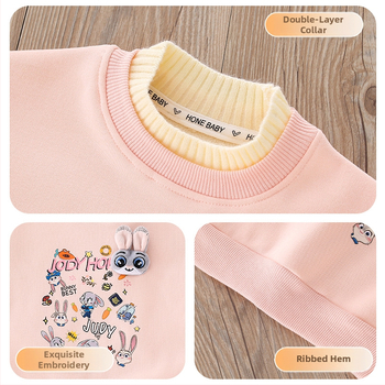 Детска памучна суитшърт за момичета, casual стил, 60% памук, за възраст 3–8 г., Зимен сезон 2024