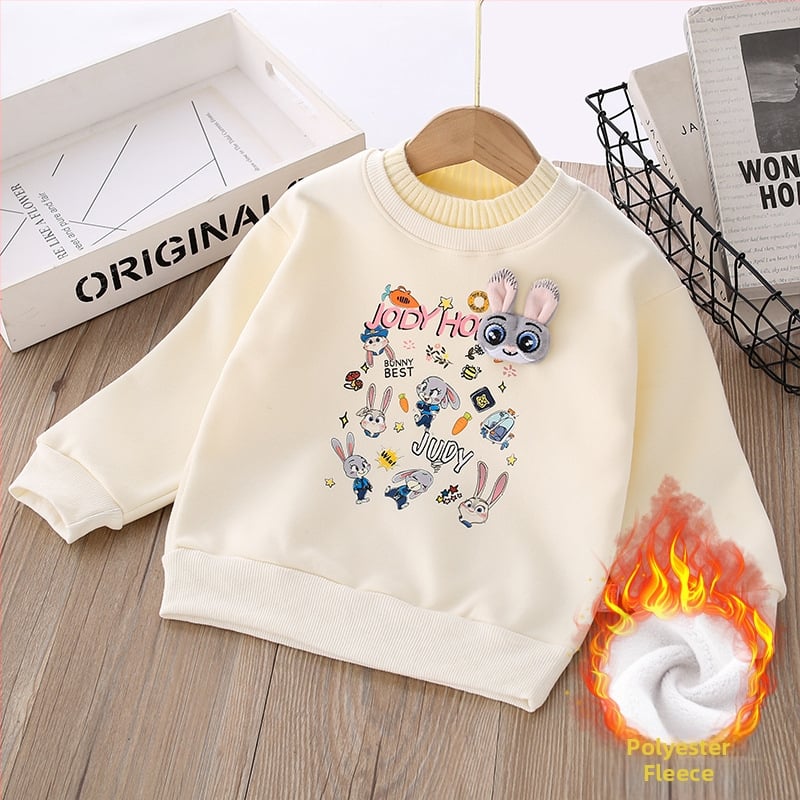 Детска памучна суитшърт за момичета, casual стил, 60% памук, за възраст 3–8 г., Зимен сезон 2024