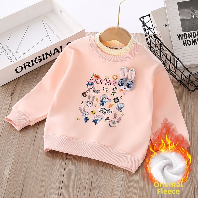 Детска памучна суитшърт за момичета, casual стил, 60% памук, за възраст 3–8 г., Зимен сезон 2024