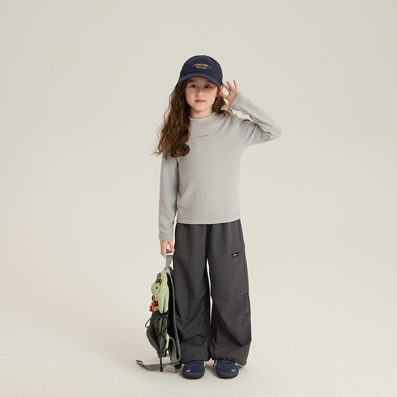 Dječja bazna majica s polustojnim ovratnikom, dugi rukav, mekani fleece materijal, visoko 51% viskoza, 30% akril, 10% poliester, spandeks 9%, zima 2025, korejski stil, unisex, za dob 3–8 godina