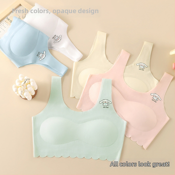 Безшевни потници за момичета на възраст 12–15 г, стил жилетка, ледена коприна нейлон с подплата от нейлон, чашки без модел и фиксирани двойни презрамки