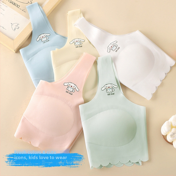 Безшевни потници за момичета на възраст 12–15 г, стил жилетка, ледена коприна нейлон с подплата от нейлон, чашки без модел и фиксирани двойни презрамки