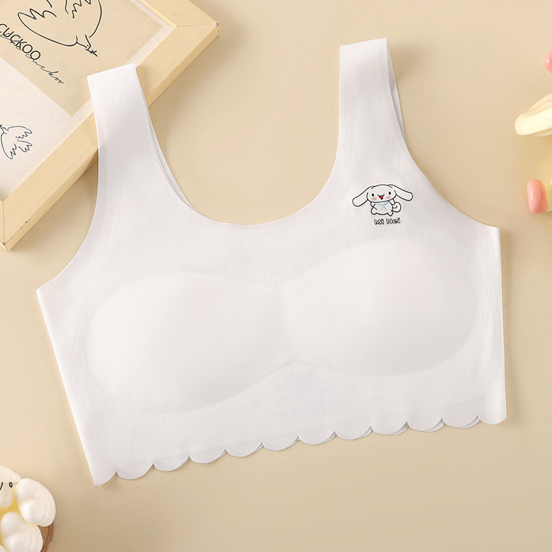 Безшевни потници за момичета на възраст 12–15 г, стил жилетка, ледена коприна нейлон с подплата от нейлон, чашки без модел и фиксирани двойни презрамки