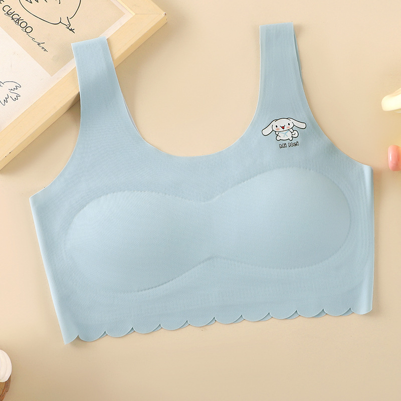 Безшевни потници за момичета на възраст 12–15 г, стил жилетка, ледена коприна нейлон с подплата от нейлон, чашки без модел и фиксирани двойни презрамки