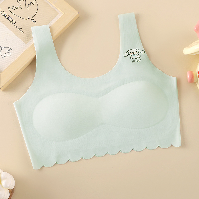 Безшевни потници за момичета на възраст 12–15 г, стил жилетка, ледена коприна нейлон с подплата от нейлон, чашки без модел и фиксирани двойни презрамки