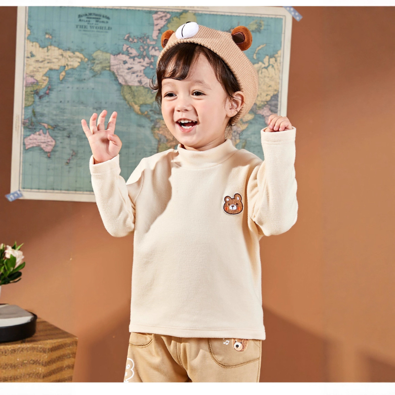 Памучна бебешка базова блуза с дълги ръкави, унисекс, за деца 1-3 г, 80-100 см, топло вътрешно облекло за пролет-есен, 95% памук