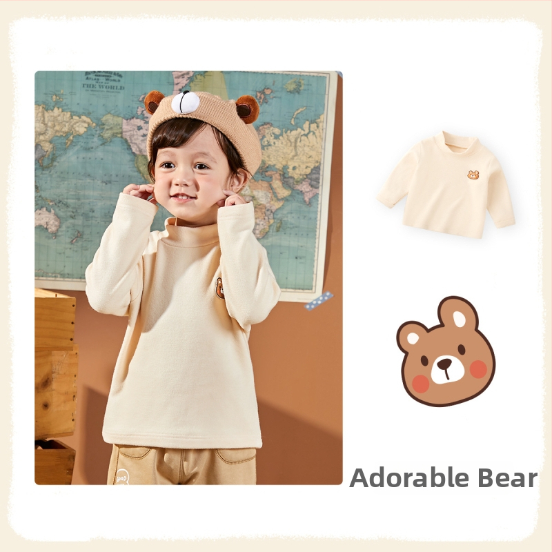 Памучна бебешка базова блуза с дълги ръкави, унисекс, за деца 1-3 г, 80-100 см, топло вътрешно облекло за пролет-есен, 95% памук