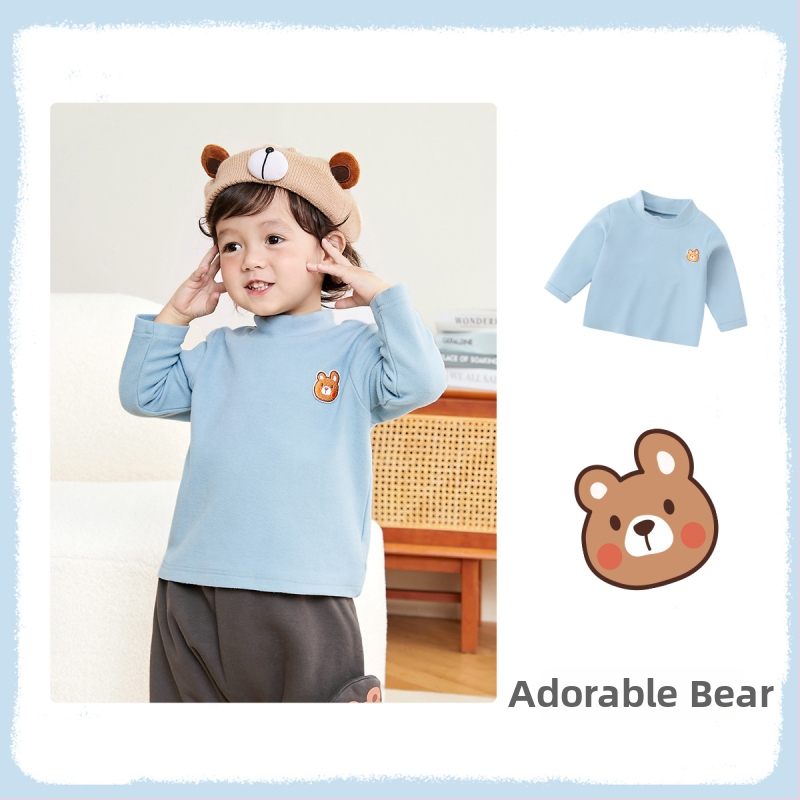 Памучна бебешка базова блуза с дълги ръкави, унисекс, за деца 1-3 г, 80-100 см, топло вътрешно облекло за пролет-есен, 95% памук