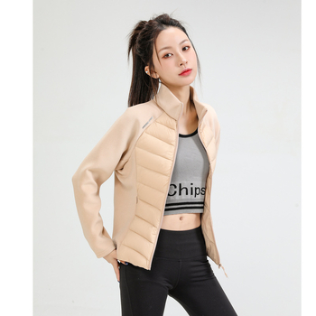 Дамско кашмирено яке с пълнител от гуска пух 101–200 г, свободен силует, цип отпред, кръгла яка, къс модел, зима 2024