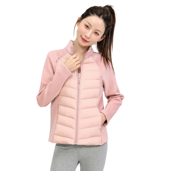 Дамско кашмирено яке с пълнител от гуска пух 101–200 г, свободен силует, цип отпред, кръгла яка, къс модел, зима 2024