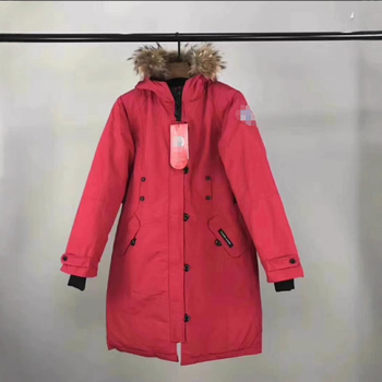 Дамско пухено яке с изолация от бял патицов пух, кашмир 76–80%, дебело, със яка от косъм на енот, средна дължина