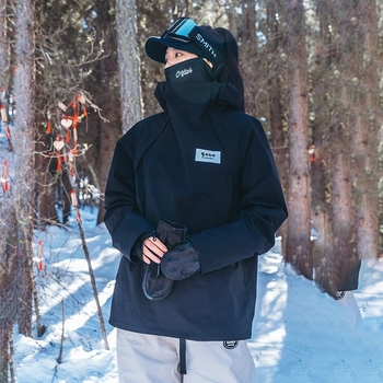 Unisex μπουφάν σκι με ψηλό γιακά και κουκούλα, διαπνέον, αδιάβροχο και αντιανεμικό, γέμισμα πολυεστέρα
