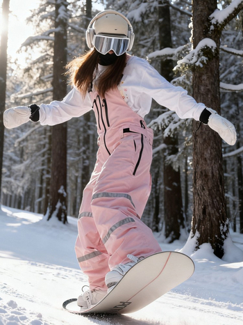 Snowboard hlače s tregerima za žene i muškarce, vodootporne, ojačane i tople, 3L širokog kroja
